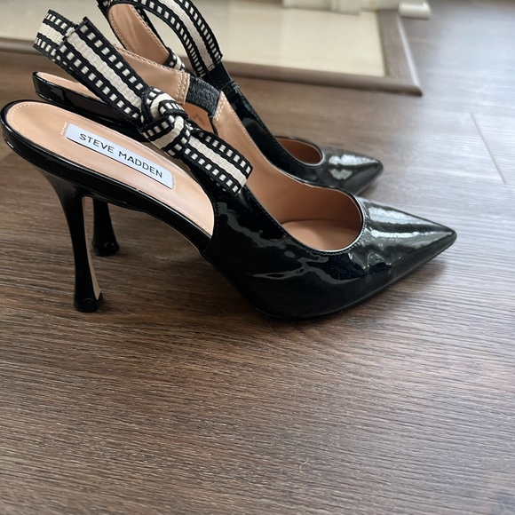 Steve Madden BRI Black Patent Slingback Heels Sz 11 - Picture 3 of 8